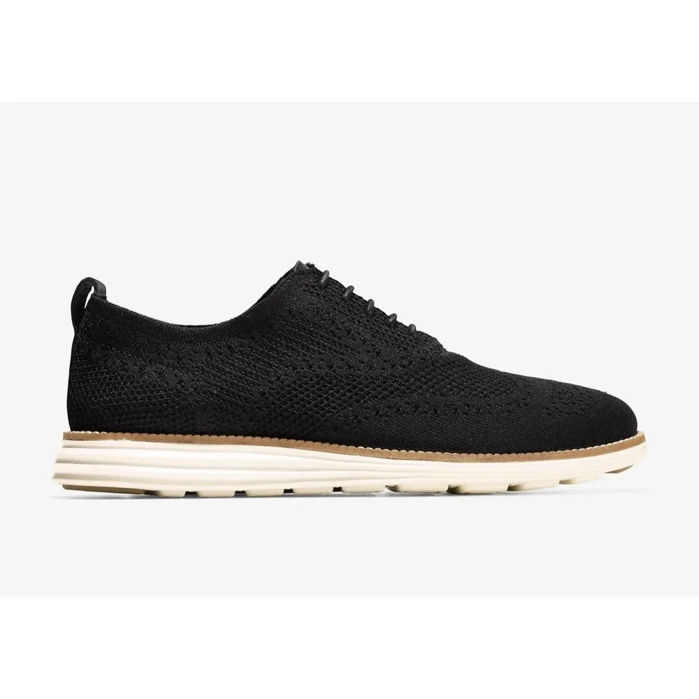 Mens Sz 8  Cole Haan Original Grand Stitchlite Wingtip Oxford Black Shoes C27959